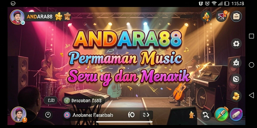 Gameplay ANDARA88 menampilkan interaksi seru dengan musik.
