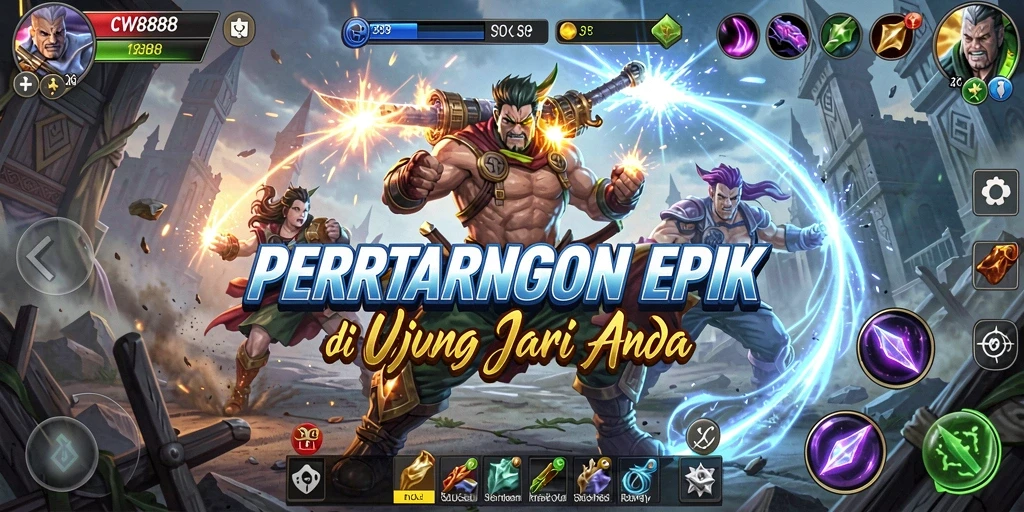 Gameplay CW8888 yang intens dan mendebarkan dalam pertarungan Fighting.