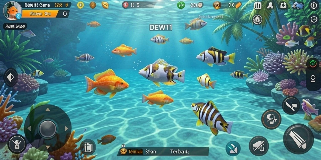 Tangkapan ikan berwarna-warni dalam gameplay yang seru.