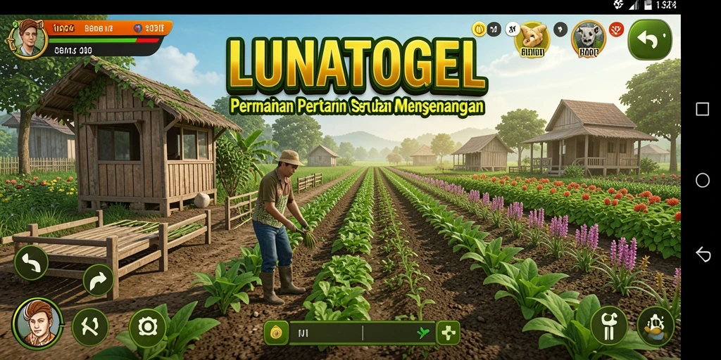 Tampilan menarik dari gameplay pertanian di LUNATOGEL.