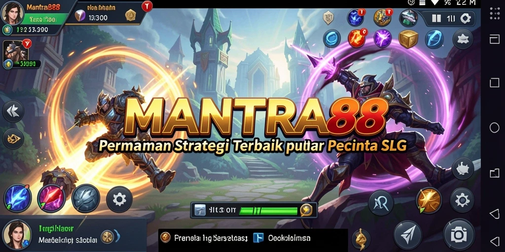 Tangkapan layar utama MANTRA88 menampilkan aksi strategis gameplay SLG.