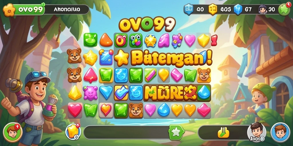 Gameplay seru dari OVO99 menampilkan tantangan seru di dalam dunia Match-3.