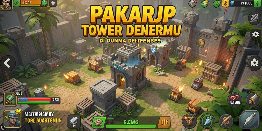 Screenshot PAKARJP menampilkan aksi mendebarkan Tower Defense.