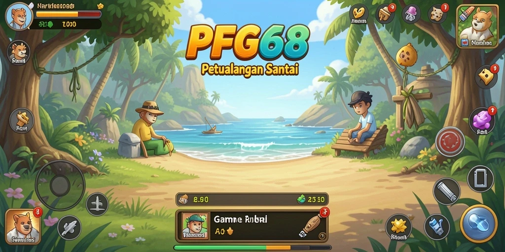 Screenshot PGG68 menunjukkan gameplay santai dengan karakter yang menggemaskan.
