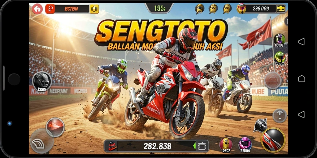 Gambaran gameplay <strong>SENGTOTO</strong> dengan aksi balapan motor yang seru.