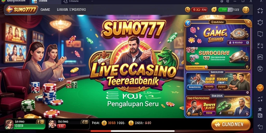 Tampilan gameplay menarik dari SUMO777 yang menampilkan dealer sungguhan.