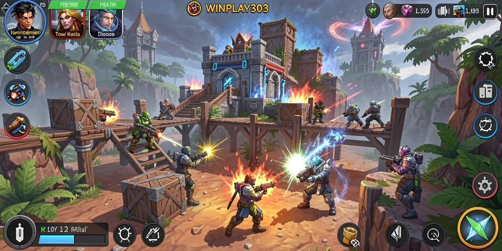 Gameplay seru Tower Defense di WINPLAY303 dengan berbagai menara dan musuh.
